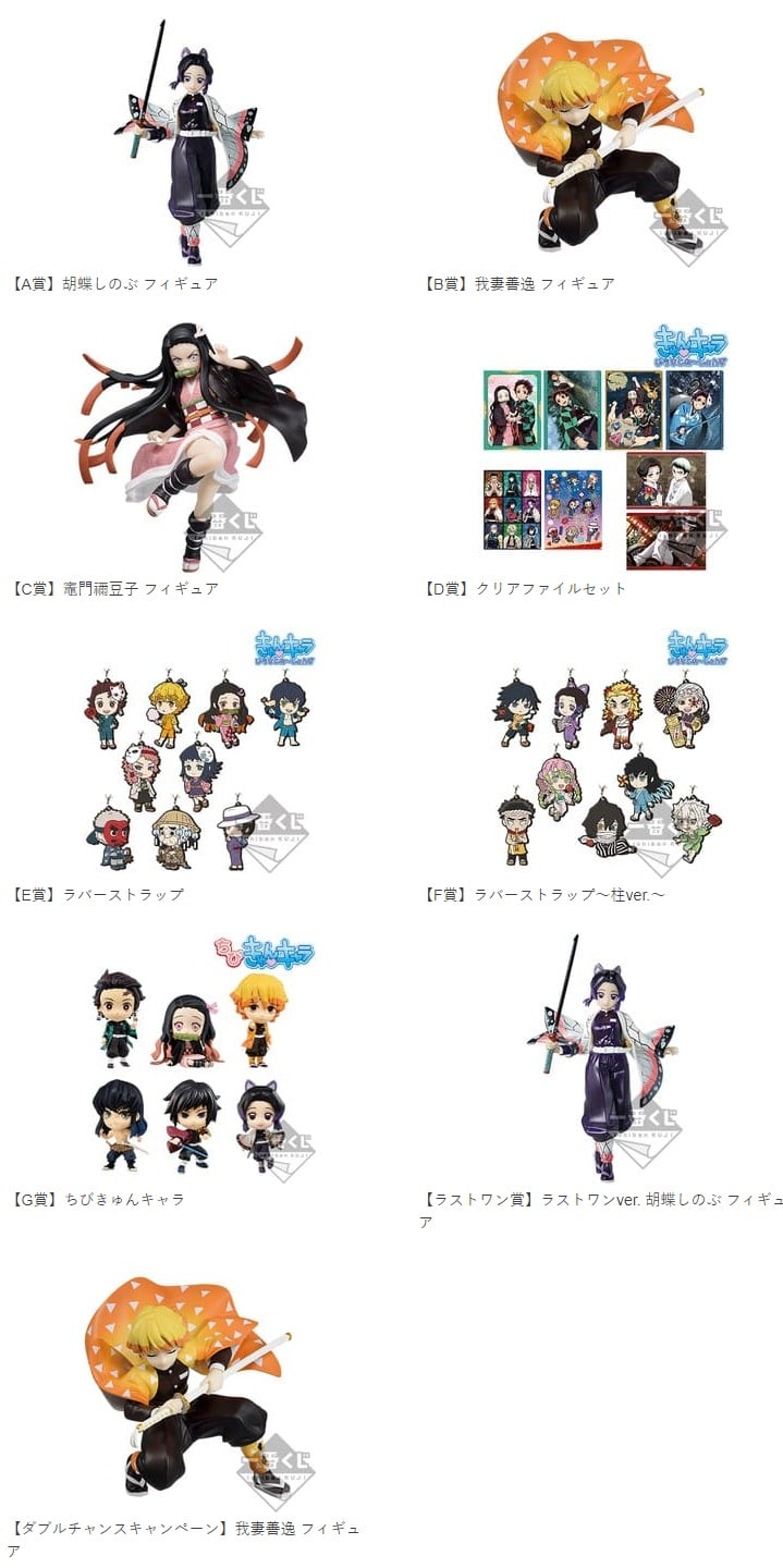 鬼滅の刃 一番くじラインナップ